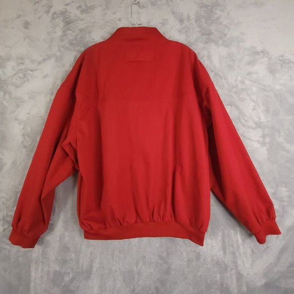 Vintage Windbreaker Mens Jacket Windbreaker Crew Collar Zip Pockets Lined Red XL - Picture 2 of 14